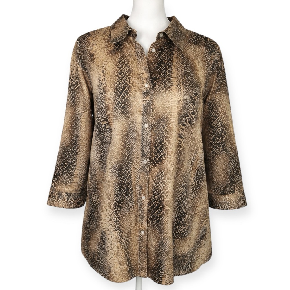 Lauren Ralph Lauren Animal Print Button Down Shirt Plus Size 3X Cotton